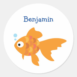 Adesivo Ilustração de Peixe Amigável Dourado