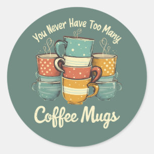 Adesivo Ilustração de Pilha de Canecas de Café Retrô