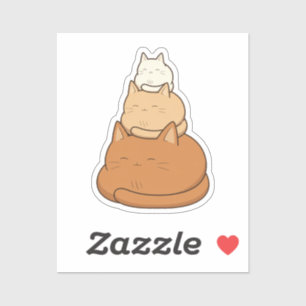 Adesivo Ilustração de Pilha de Gatos Adormecidos Kawaii
