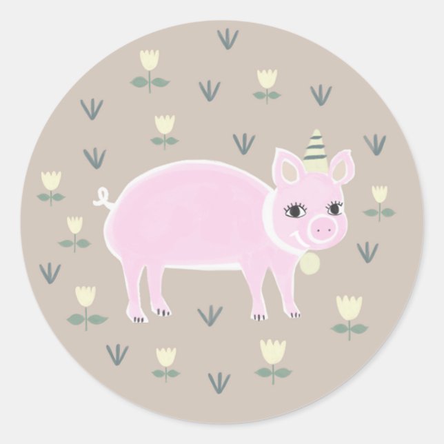 Adesivo Ilustração de porcos de Fazenda Rosa-Rosa Russo (Frente)