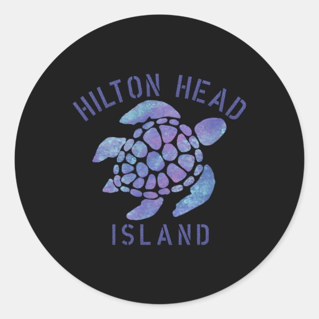 Adesivo Ilustração de Praia da Ilha Hilton Head Sc (Frente)