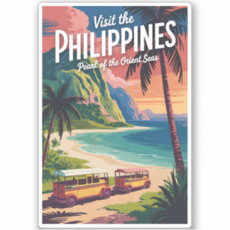 Adesivo Ilustração de Praia das Filipinas Arte de Viagem V