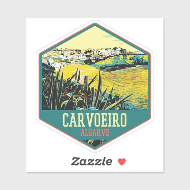 Adesivo Ilustração de praia do Algarve Carvoeiro Portugal (Folha)