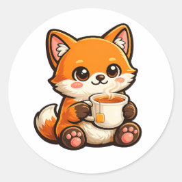 Adesivo Ilustração de Raposa do Chá Fofa – Raposa Aconcheg