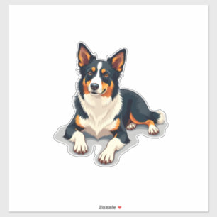 Adesivo Ilustração de retrato de Border Collie tricolor vi