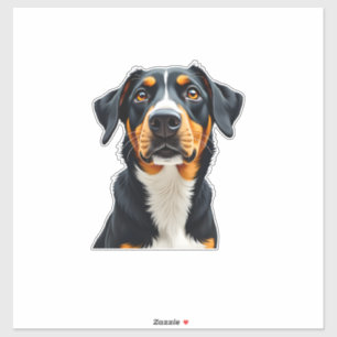 Adesivo Ilustração de retrato de cachorro colorido retrô V