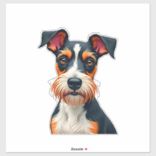 Adesivo Ilustração de retrato de cachorro colorido vintage