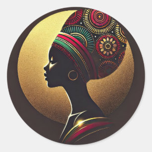 Adesivo Ilustração de Retrato de Mulher Africana Elegante