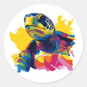 Adesivo Ilustração de retrato de tartaruga Pintura em aqua