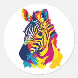 Adesivo Ilustração de Retrato de Zebra Pintura em Aquarela