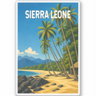 Adesivo Ilustração de Serra Leoa Viagem Arte Vintage
