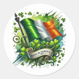 Adesivo Ilustração de Shamrock do Sinalizador Verde do Dia