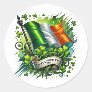Adesivo Ilustração de Shamrock do Sinalizador Verde do Dia