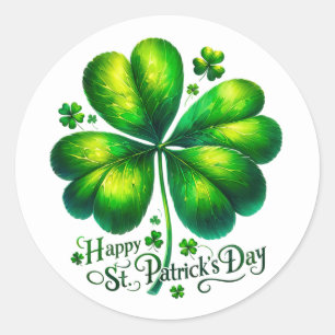 Adesivo Ilustração de Shamrock Verde de Dia de São Patríci