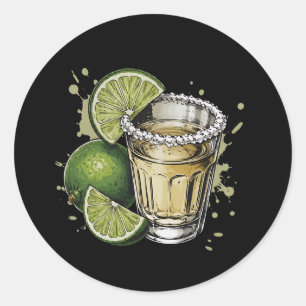 Adesivo Ilustração de Shot de Tequila com Borda de Sal e L