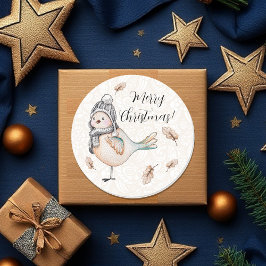 Adesivo Ilustração de Sparrow em Cuta de Inverno