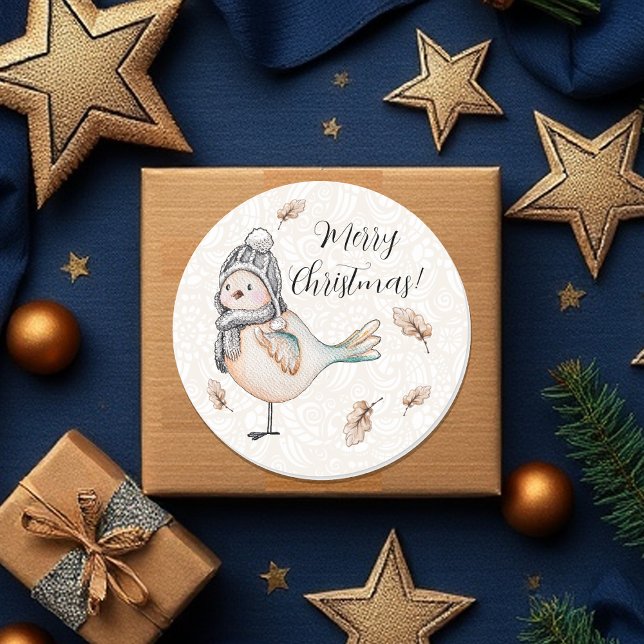 Adesivo Ilustração de Sparrow em Cuta de Inverno (Criador carregado)