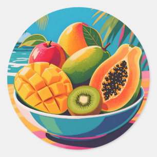 Adesivo Ilustração de Tigela de Frutas Tropicais