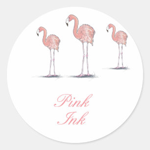 Adesivo Ilustração de tinta digital com três Flamingos ros