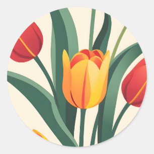 Adesivo Ilustração de Tulipas Negrito