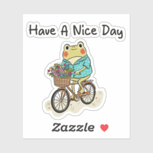 Adesivo Ilustração de um Sapo Caprichoso Andando de Bicicl