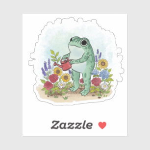 Adesivo Ilustração de um sapo caprichoso em um jardim de f
