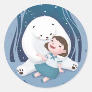 Adesivo Ilustração de Urso Polar e Criança