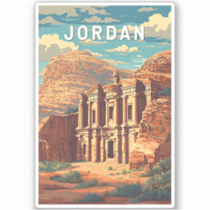 Adesivo Ilustração de Viagem Arte Vintage Jordânia