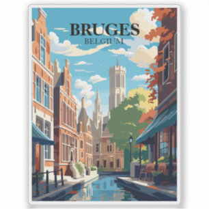 Adesivo Ilustração de Viagem Bruges Bélgica