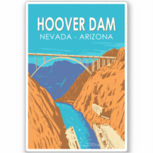 Adesivo Ilustração de viagem da Barragem Hoover Arizona Ne