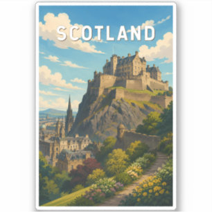 Adesivo Ilustração de viagem da Escócia Reino Unido Arte