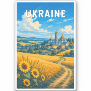 Adesivo Ilustração de viagem da Ucrânia Arte Vintage