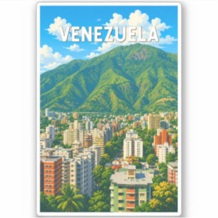 Adesivo Ilustração de viagem da Venezuela Arte Vintage