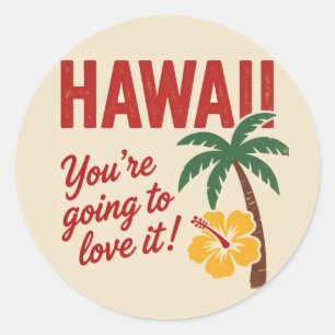 Adesivo Ilustração de Viagem das Ilhas Havaianas Vintage R