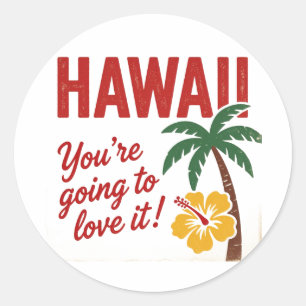 Adesivo Ilustração de Viagem das Ilhas Havaianas Vintage R