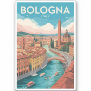Adesivo Ilustração de viagem de arte vintage Bolonha Itáli