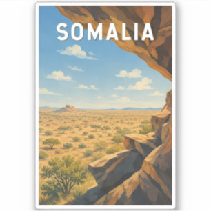Adesivo Ilustração de Viagem de Arte Vintage da Somália