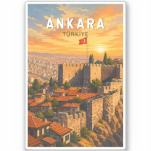 Adesivo Ilustração de viagem de arte vintage de Ancara Tur
