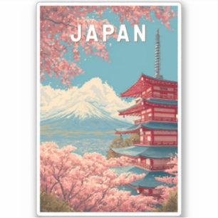Adesivo Ilustração de Viagem de Arte Vintage Japão