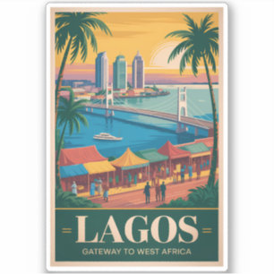 Adesivo Ilustração de viagem de arte vintage Lagos Nigéria