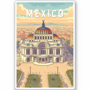 Adesivo Ilustração de Viagem de Arte Vintage México