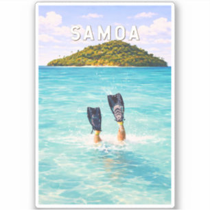 Adesivo Ilustração de Viagem de Arte Vintage Samoa