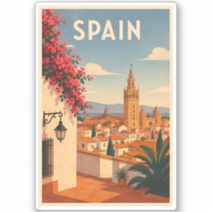 Adesivo Ilustração de Viagem de Arte Vintage Sevilha Espan