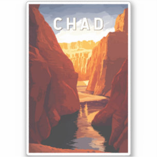 Adesivo Ilustração de Viagem de Chade Arte Vintage