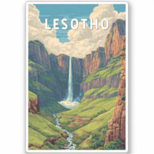Adesivo Ilustração de viagem de Lesoto Arte Vintage
