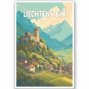 Adesivo Ilustração de viagem de Liechtenstein Arte Vintage