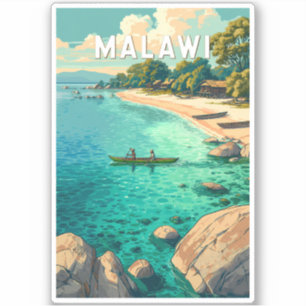 Adesivo Ilustração de viagem de Malawi Arte Vintage