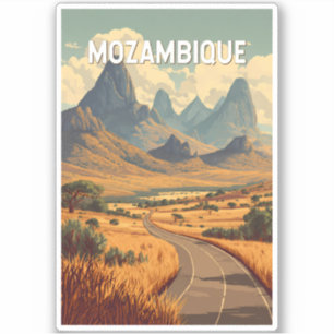 Adesivo Ilustração de Viagem de Moçambique Arte Vintage