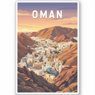 Adesivo Ilustração de viagem de Omã Arte Vintage