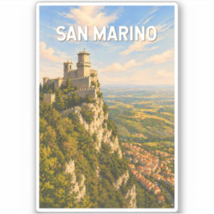 Adesivo Ilustração de Viagem de San Marino Arte Vintage